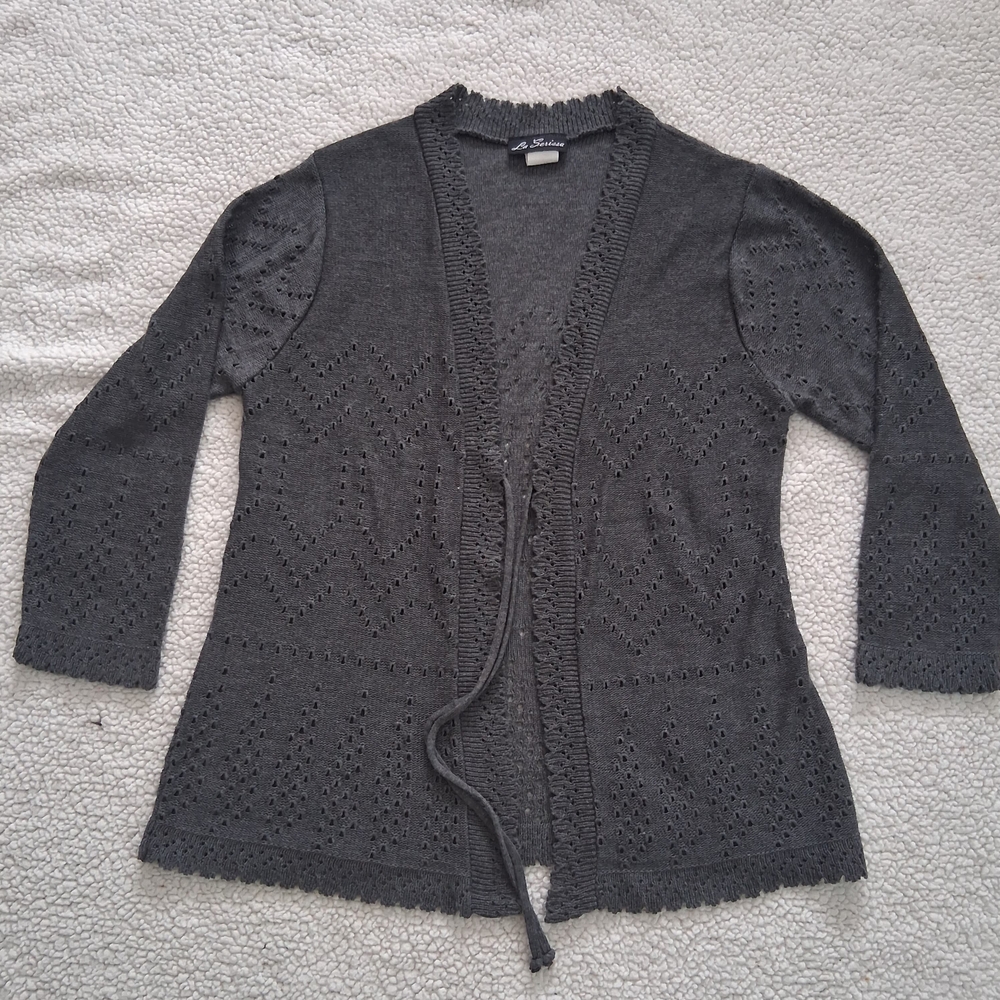 Charcoal Lace-Detail Cardigan by [Brand]